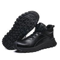 Chaussures de travail pour hommes personnalisées en gros, en cuir pleine fleur imperméable, résistantes à l'usure, avec embout en acier et anti-perforation