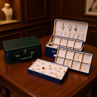 Grands étuis de transport pour bijoux, étuis de présentation de bijoux portables pour les salons professionnels, organisateur de bijoux en cuir de luxe portable