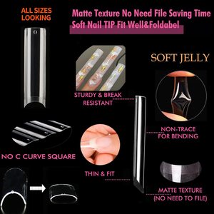 120 pz punte per unghie in acrilico diritta quadrate Extra lunghe per mezza copertura quadrate XXL punte senza punte per unghie in Gel curva C per l'estensione delle unghie - Product Image 4