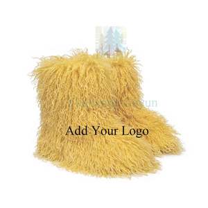 Belle conception mode laine tricoté à manches hautes <span class=keywords><strong>bottes</strong></span> de neige pour femmes hiver rehaussant semelle épaisse <span class=keywords><strong>bottes</strong></span> à manches longues - Product Image 4