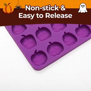 Stampo in Silicone SILIKOLOVE Personalizzabile a 60 Cavità a Forma di Zucca di <span class=keywords><strong>Halloween</strong></span>, LFGB Platinum, Senza BPA, 100% per Alimenti, per <span class=keywords><strong>Biscotti</strong></span> - Product Image 4