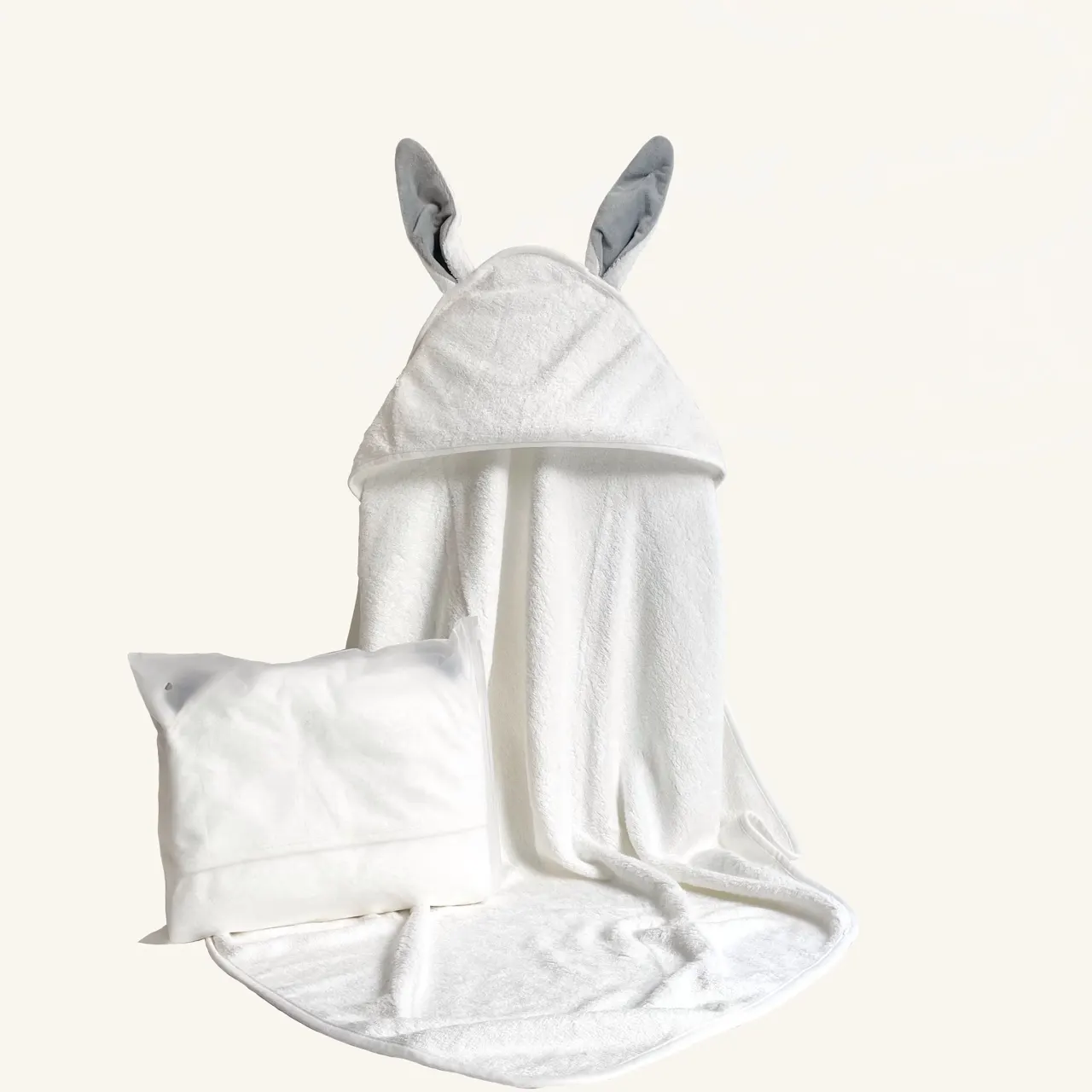 Hot Sale 500GSM Zipper Bag-packed Super Breathable Bamboo Bath Towel Colorful Bunny Ear Design Bamboo Hooded Towel For Children