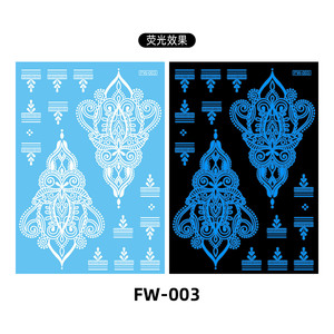 Henna Blue Fluorescent Light Temporary Waterproof Paper Tattoo <strong>Stickers</strong> Sexy Indian Neon Tattoos for Body Face Fashionable - Product Image 4