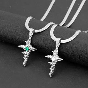 Eternal Punk Diamant Haute Croix Collier Classique Rétro Mode Pendentif De Luxe En Acier Inoxydable avec Niche Lame Chaîne pour <span class=keywords><strong>Les</strong></span> Amoureux - Product Image 4