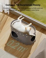 Tunnel pour chat en feutre de laine gris clair, modulaire, à boutons-pression, double étage, avec deux trous, interactif, écologique, cachette-caverne pour chat