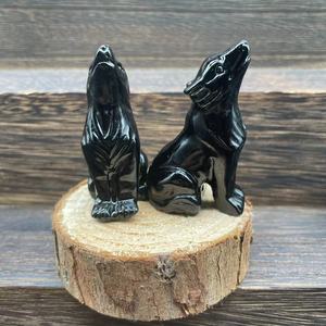 Figurines de loup en pierres naturelles de 2 pouces, sculptures artisanales en cristal de guérison, cadeaux en cristal d'améthyste, animaux mignons - Product Image 3