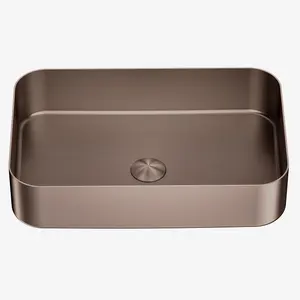 Modern Design Brushed Rose Gold Countertop Bathroom Basin Stainless Steel Vessel Vanity Sink Bathroom Wash Basin