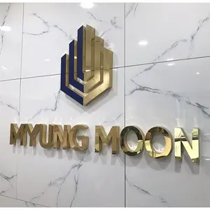 Modern Stick On Wall Stainless Steel Gold Custom Plated Number Metal Letter Logo For Shopping Mall