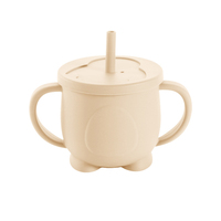 Gobelet à boire en silicone de qualité alimentaire pour bébé, personnalisé, avec paille et couvercle, fabricant, vente en gros, gobelet anti-fuite, vaisselle pour enfants