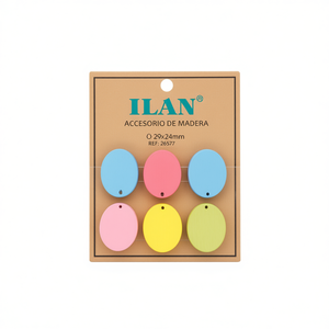 Accessorio ovale in legno ILAN 29x24mm 6 pezzi per artigianato - Product Image 1