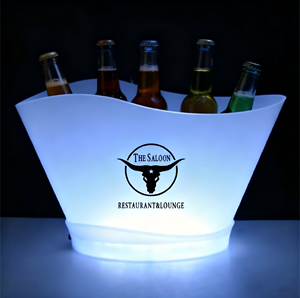 دلو ثلج أكريليك مضيء بتقنية LED سعة 12 لتر مقاوم للماء لحفلات الزفاف على الطراز الأمريكي، دائري الشكل، محمول ومتين وسهل التنظيف - Product Image 2