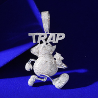 Pendentif Sac d'Argent en Cuivre, Breloque Hip Hop, Plaqué Or 14K Rhodié, Bijou Sertie de Zircons, Pendentif Dollar Trap