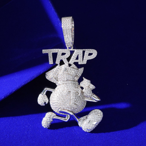 Colgante de Bolsa de Dinero de Cobre, Amuleto Hip Hop, Chapado en Oro de 14K y Rodio, Joyería con Zirconia y Diamantes, Colgante Dollar <span class=keywords><strong>Trap</strong></span> - Product Image 1