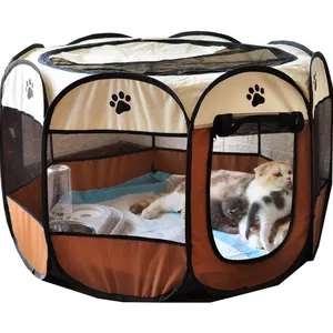 Portable Folding Big Dogs House Pet Tent Dog House Octagonal Cage For Cat Tent Playpen Puppy Kennel Easy Operation Fence Outdoor