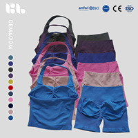 Set Yoga Berkualitas Tinggi, Solid, Bernapas, Aktif, Ukuran Besar, Atasan Tanpa Punggung, Seamless, 2 Potong untuk Wanita