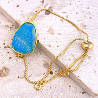 Mode Bleu Turquoise Gemstone Accessoires Connecteur Géode Agate Naturelle Pour La Fabrication De Bijoux