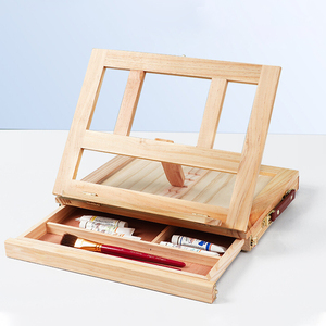 Chevalet de table <span class=keywords><strong>en</strong></span> <span class=keywords><strong>bois</strong></span> Boîte de chevalet d'artiste portable Chevalet de table de bureau réglable avec tiroir de rangement et <span class=keywords><strong>palette</strong></span> - Product Image 1