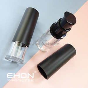 Transparent Acrylic Airless <b>Pump</b> <b>Bottle</b> 30ml Cosmetic Cylinder Shape Black Cap for Essence Lotion Foundation Packaging - Product Image 2