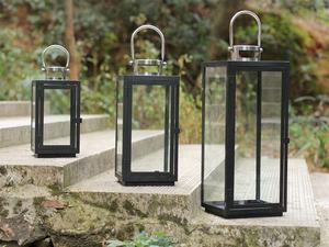 מודרני פשוט זכוכית פנס מתכת פנס סט Windproof נייד הוריקן מנורת עבור חיצוני קישוט - Product Image 2