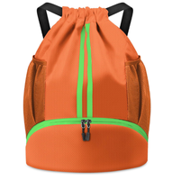 Sac à dos de sport extérieur personnalisé, durable, imperméable, écologique, tendance, avec fermeture à cordon et compartiment à chaussures en polyester