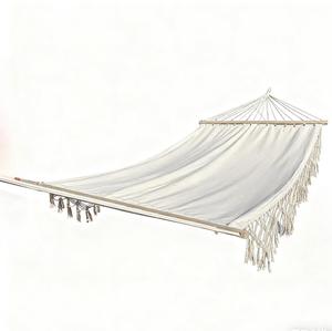 Amaca a Doppio Strato con Nappine Stile Nordico, Allargata e Rinforzata, per Esterni, Campeggio, Cortile, Sedia a Dondolo, Amaca Bianca - Product Image 6