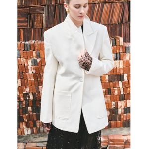 Blazers de mujer Whiteant de alta calidad Sand Jacquard de manga larga, corte recto. Ideal para elegancia casual de Vietnam - Product Image 1