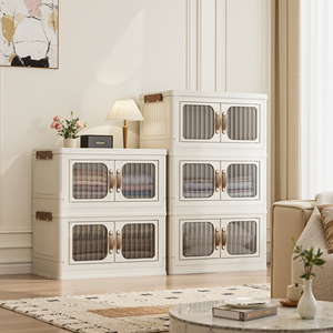 Armoire de <span class=keywords><strong>rangement</strong></span> pliable moderne en PP de 55 cm avec portes magnétiques doubles pour la maison et le jardin, articles de cuisine, <span class=keywords><strong>rangement</strong></span> de cuisine - Product Image 1