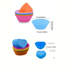 12Pcs Circular High-temperature Resistant Eco-Friendly Reusable <b>Silicone</b> 7*7*3.5CM Small Cake Baking Pastry - Product Image 6