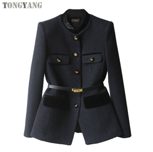 TONGYANG Stand-up Collar <strong>Coat</strong> 2025 Autumn New Fashion Long <strong>Waist</strong> Slim <strong>Coat</strong> Small Fragrance Shoulder <strong>Women's</strong> Clothing. - Product Image 3
