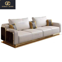 Ensemble Canapé en Cuir Italien de Luxe Léger pour Salon, Design d'Intérieur Complet pour Villa de Luxe Moderne