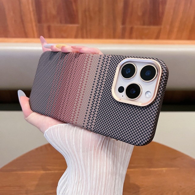 For iPhone 17 Pro Max Phone Case Carbon Fiber Magnetic Kevlar Pattern Protective Cover Compatible for iPhone 16 15 14 13 12