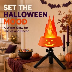 Halloween LED Pumpkin <b>Flame</b> <b>Light</b> Simulated Fire Pit Lamp for Halloween Party and Stage Decor - Product Image 4