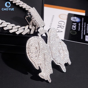 Colgante Personalizado con Número, Diseño Helado, Totalmente en Moissanita, Plata de Ley 925, Chapado en Oro, Moissanita VVS, Joyería Hip Hop - Product Image 1