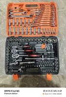 Juego de llaves de carraca con portabrocas, varilla de extensión y brocas métricas, en caja de herramientas manual para reparación de automóviles y uso en jardinería