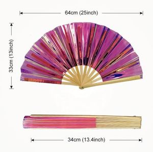 พัดไม้ไผ่สีรุ้งขายดี พัดมือขนาดใหญ่ พัดเสียงดังสำหรับงานเต้นรำ - Product Image 5