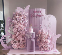 Décor d'arche de mariage en fleurs de rose artificielles en soie rose pâle, rangée de fleurs artificielles roses pour baby shower