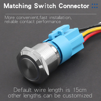 Interrupteur à bouton poussoir en métal 19mm 1NO1NC Étanche à tête haute/plate Anneau-LED Bouton de verrouillage momentané 6V 12V 220V
