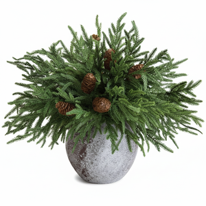 12 Mazzi di Rami Artificiali di Pino Norfolk per Natale con 5 Grandi Pigne Finte per Decorazioni da Tavola per Feste - Product Image 2