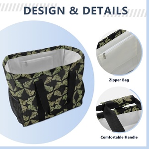 Bolsa de Playa de Gran Capacidad, Diseño Personalizado, Diseño Hawaiano con Estampado de Helecho, Bolsa para Ropa Sucia, Cesto Plegable para Ropa Sucia - Product Image 4