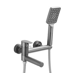 Ensemble <span class=keywords><strong>de</strong></span> robinetterie <span class=keywords><strong>de</strong></span> bain et <span class=keywords><strong>de</strong></span> <span class=keywords><strong>douche</strong></span> mural en laiton massif, mitigeur chaud/froid avec bec rétractable et douchette à main pour salle <span class=keywords><strong>de</strong></span> bain à domicile - Product Image 1