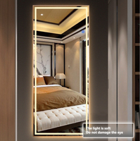 Cermin rias LED modern untuk kamar hotel, dengan lampu dan fitur pembesar sentuh, dipasang di dinding, untuk desain grafis