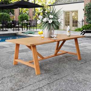 Table d'extérieur en bois de haute qualité quatre places résistant aux intempéries belle table extérieure complément parfait au jardin ou à la terrasse - Product Image 5