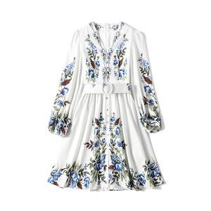 <span class=keywords><strong>KI</strong></span>- QW751-95 Femmes Dame Ressort Plus La Taille Mi Élégant Floral Habillé Jupe - Product Image 1