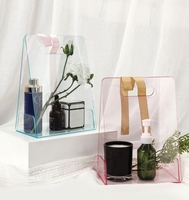 Sac à fleurs de haute qualité Boîte d'emballage de fleurs séchées immortelles en acrylique transparent portable avec poignée