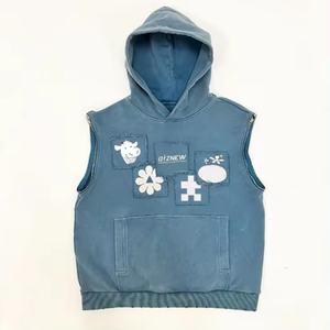 Sudadera con Capucha Vintage Personalizada con Cremallera, Mangas Desmontables, Estampado de Parche, Sudadera Vintage Gruesa al por Mayor - Product Image 4