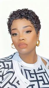 Parrucca Corta Afro Ricci in Capelli Umani, Taglio Pixie per Donne Nere, Stile Naturale - Product Image 5