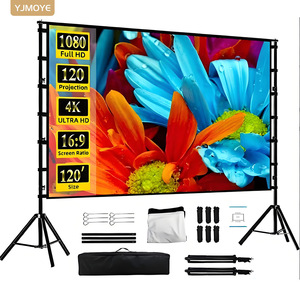 YJMOYE 120 Inch Portable Projection <b>Screen</b> 4K Full HD 16:9 Ratio Indoor Outdoor Use with Dual <b>Stand</b> - Product Image 1