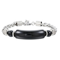 Bracelet en acier inoxydable MECYLIFE avec chaîne à maillons et pierre turquoise naturelle, bracelets pour hommes