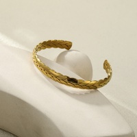 Bracelet manchette ouverte en or 18 carats, texture serpent, empilable, minimaliste, en métal texturé pour femme, bijou quotidien