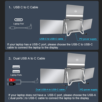 Conjunto de Monitor Triple de 14 Pulgadas IPS FHD 1920 X 1200 IPS con Rotación Automática, Pantalla Portátil Todo en Uno con USB-C para Pequeñas Conferencias